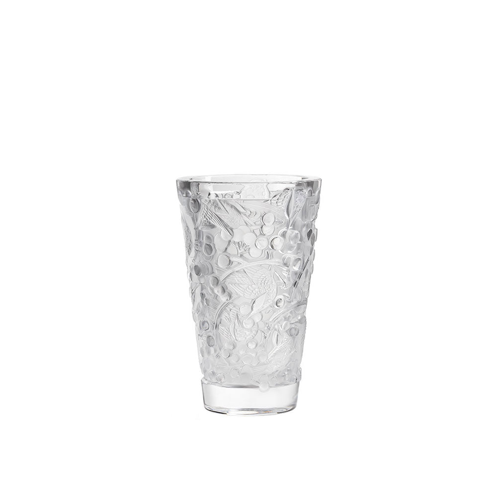 LALIQUE グレー ガラス花瓶 動物模様 Merles et Raisins medium vase – Lalique France