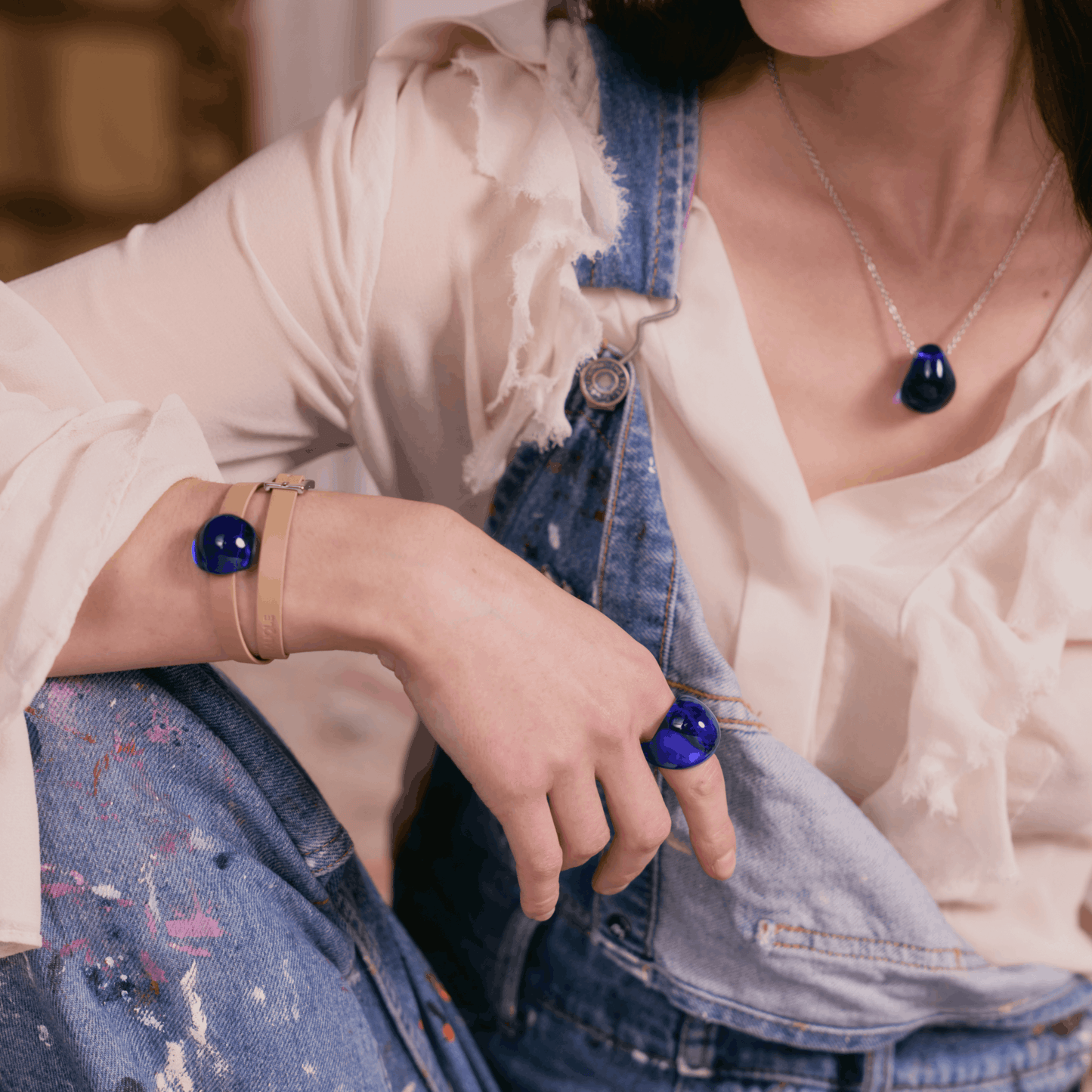 Bracelet Cuir Cabochon