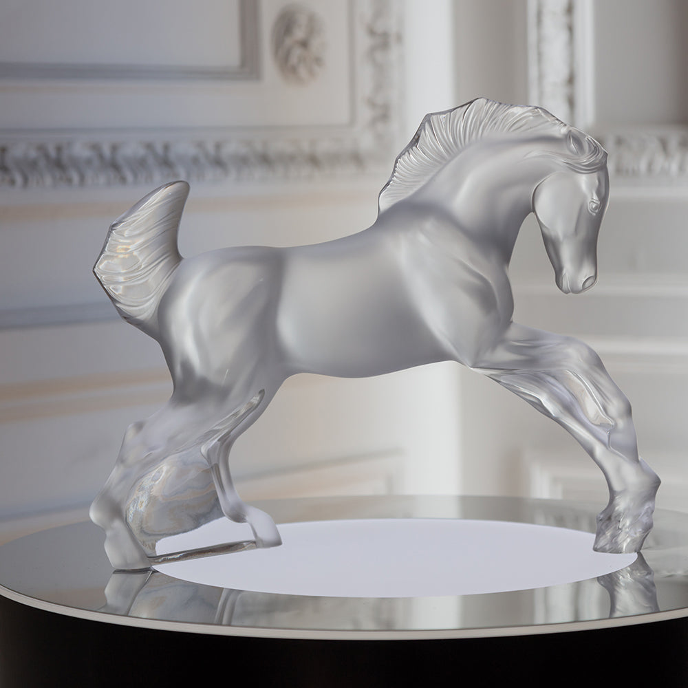 LALIQUE 馬のガラス彫刻 LALIQUE ラリック クリスタルガラス オブジェ 跳ね馬 買取 質