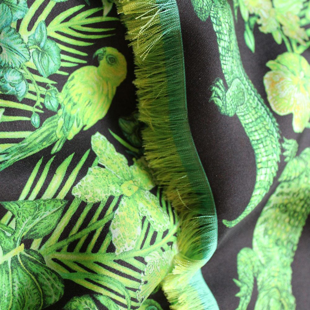 Scarf Lalique by Ginny Litscher, Neon green Jungle design