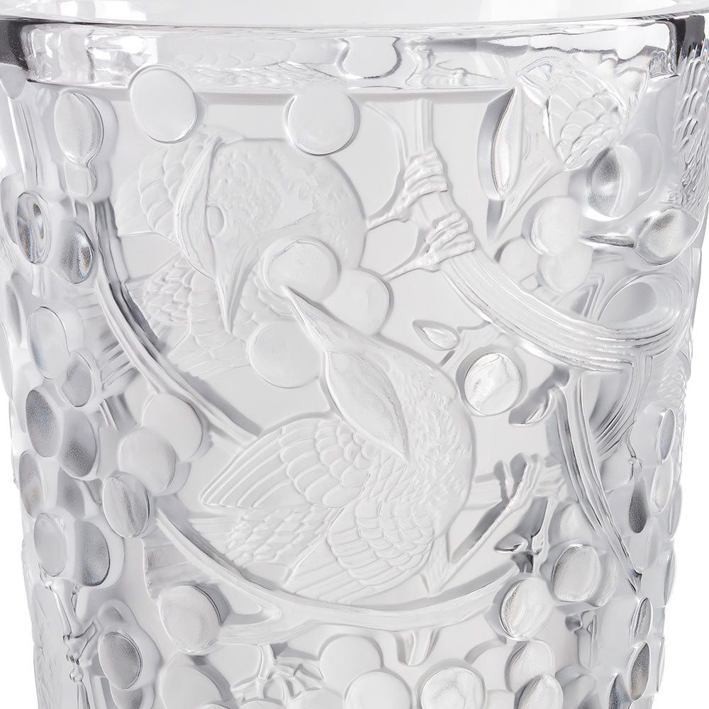 LALIQUE グレー ガラス花瓶 動物模様 Merles et Raisins large vase – Lalique France