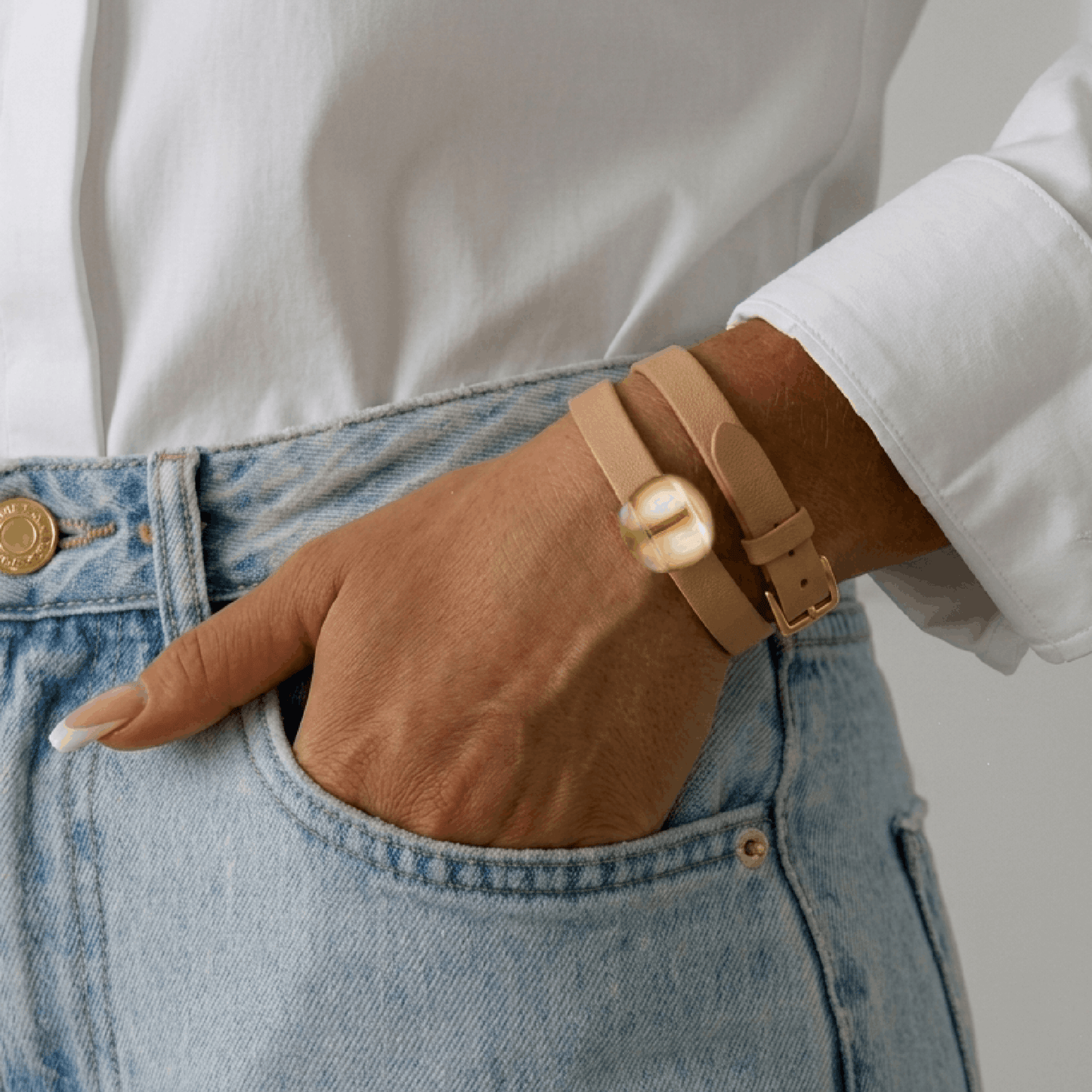 Bracelet Cuir Cabochon