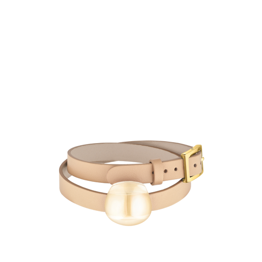 Cabochon leather bracelet