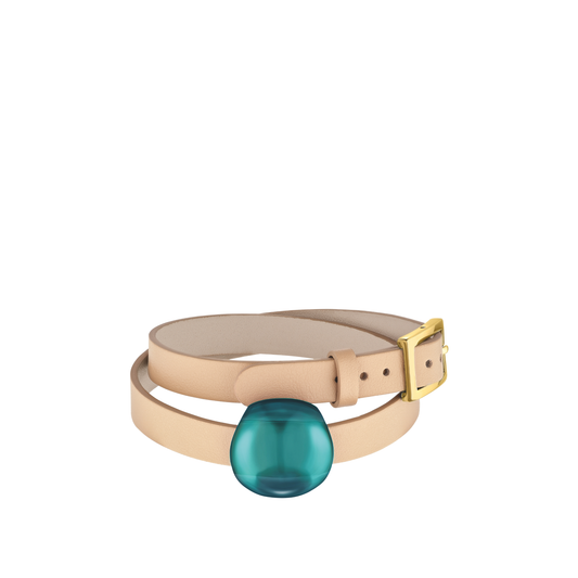 Cabochon leather bracelet